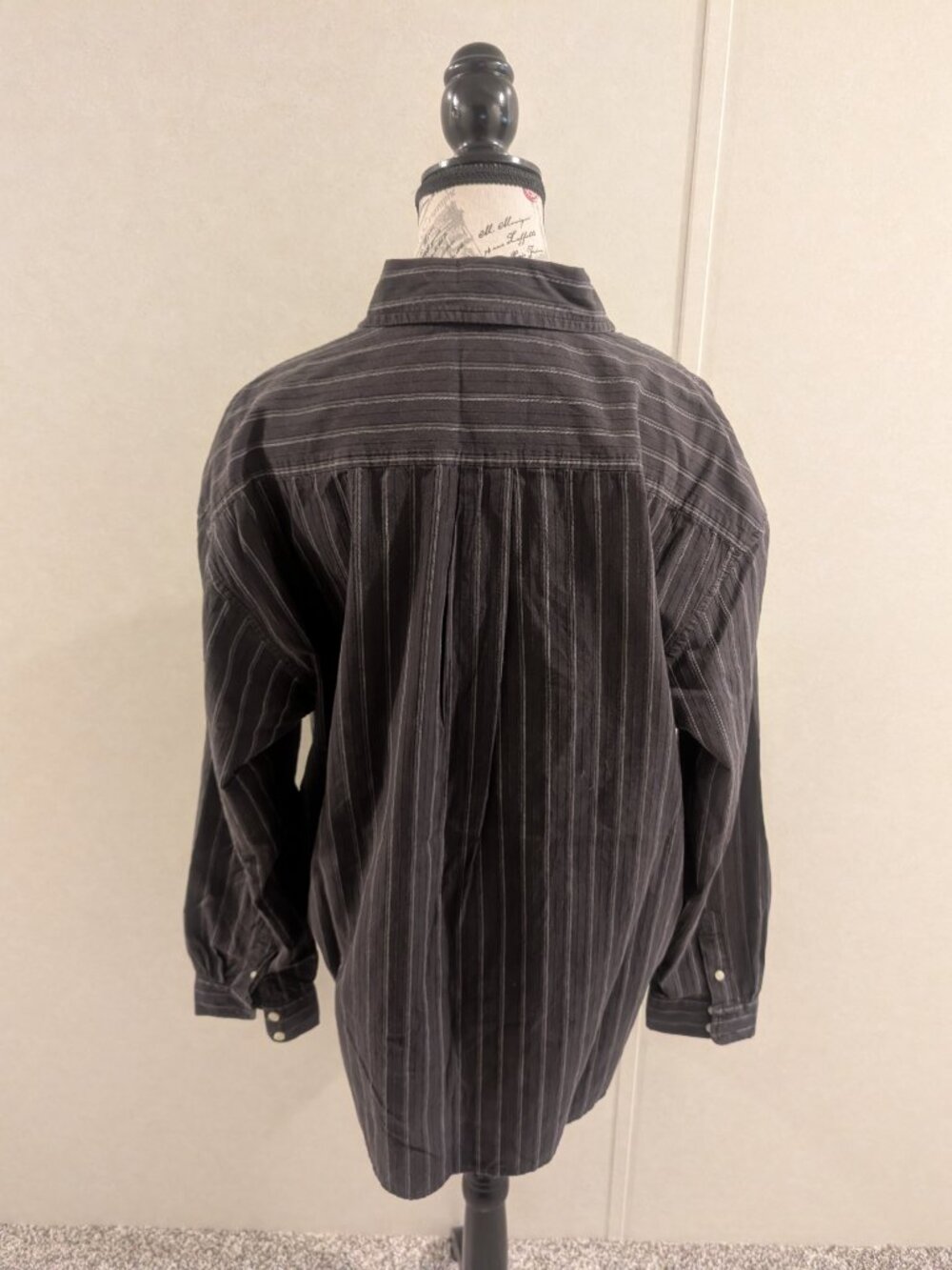 Old Navy Black Striped Button Down Shirt Men's XL Long Sleeve Casual Cotton - Picture 10 of 12